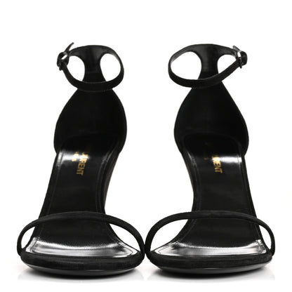 Saint Laurent Suede Lila Wedge Sandals 37 Black 3 of 10