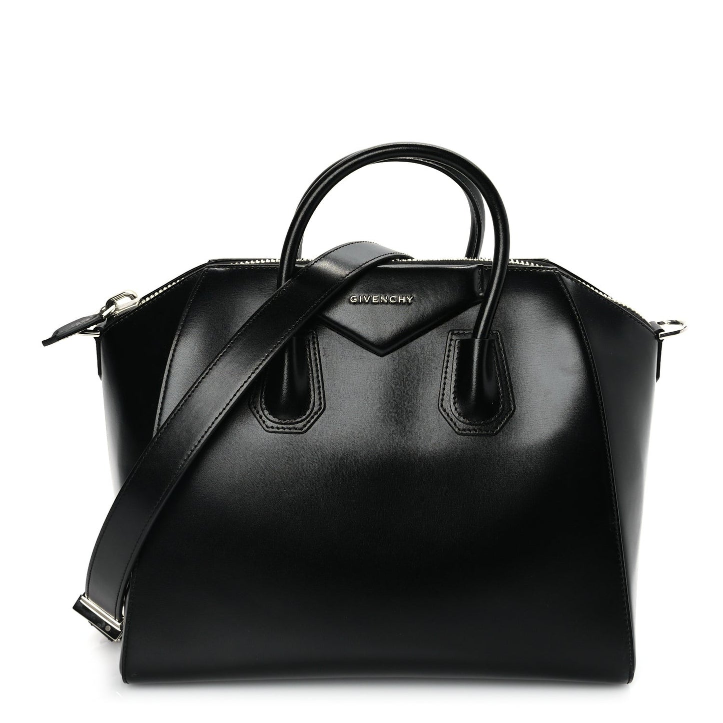 Shiny Lord Calfskin Large Antigona Black