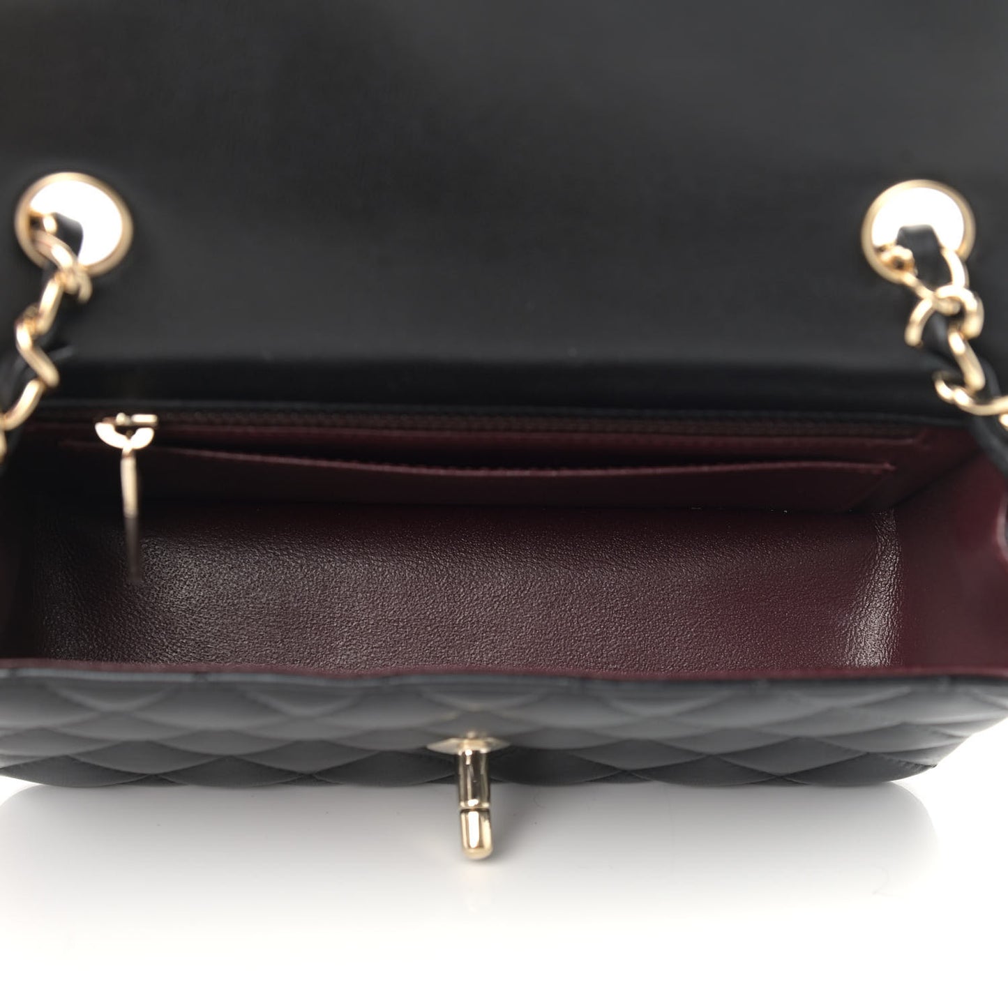 Lambskin Quilted Mini Rectangular Flap Black