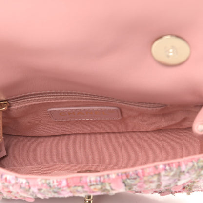 Chanel Tweed Mini Pearl Handle Flap Pink Beige Orange Ecru 4 of 4