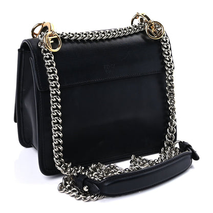 Fendi Vitello Century Velvet F is  FF Small Kan I Shoulder Bag Black Tobacco 3 of 16