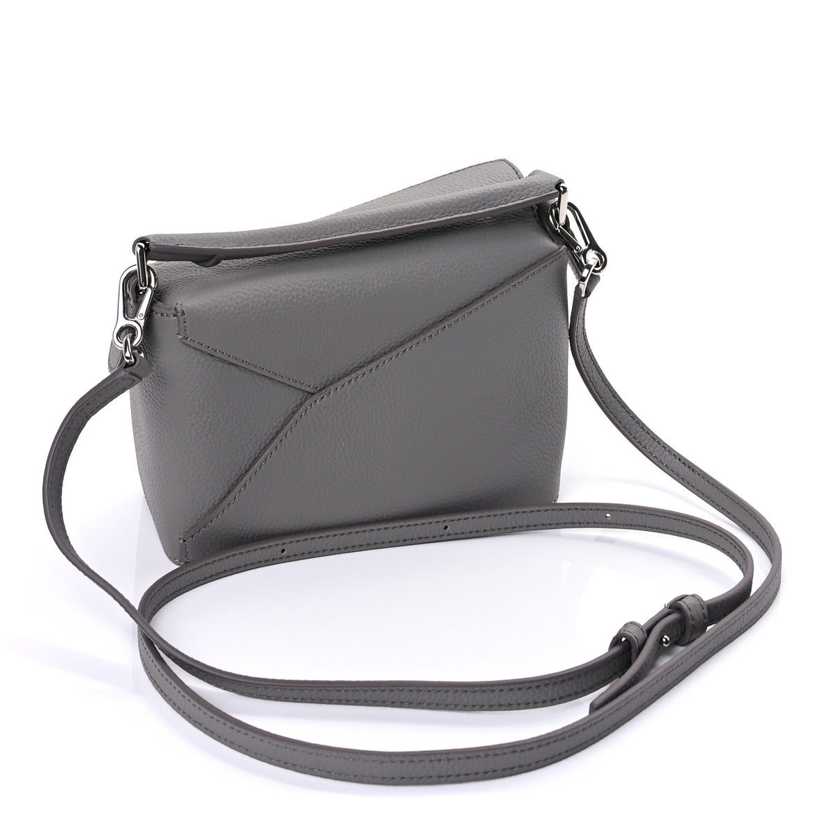 Soft Grained Calfskin Mini Puzzle Edge Bag Pearl Grey