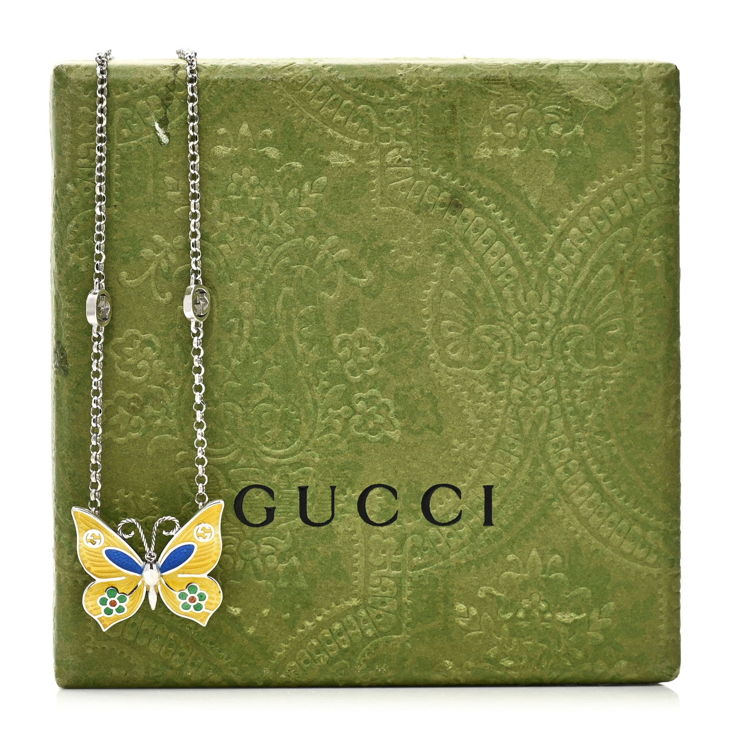 Gucci Sterling Silver Enamel Butterfly Pendant Necklace 5 of 5