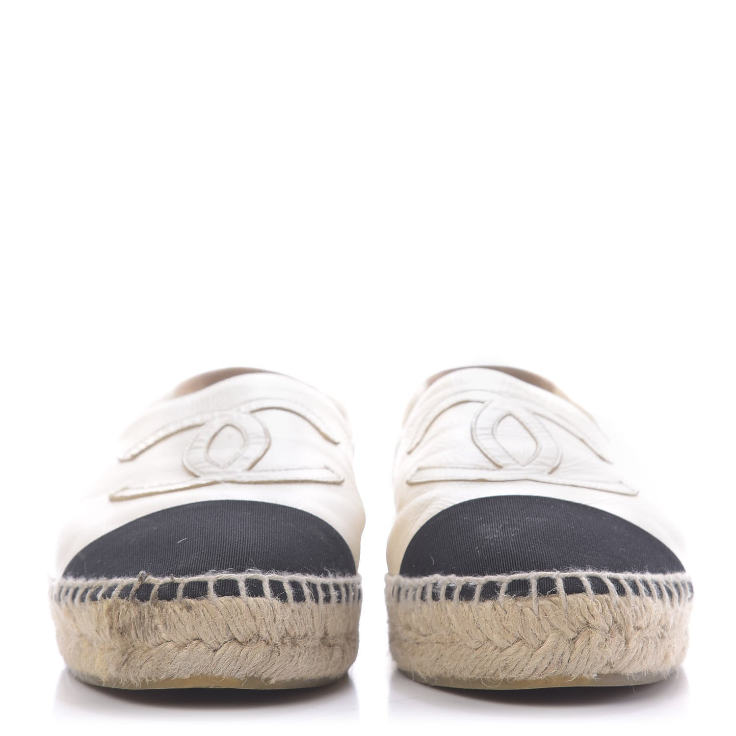 Chanel Lambskin CC Espadrilles 38 Beige Black 2 of 11