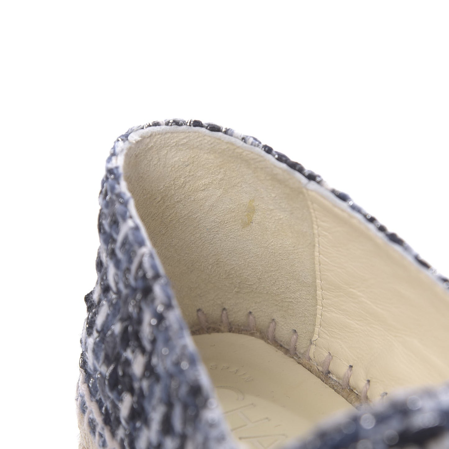 Metallic Tweed Lambskin CC Espadrilles 36 Black Silver