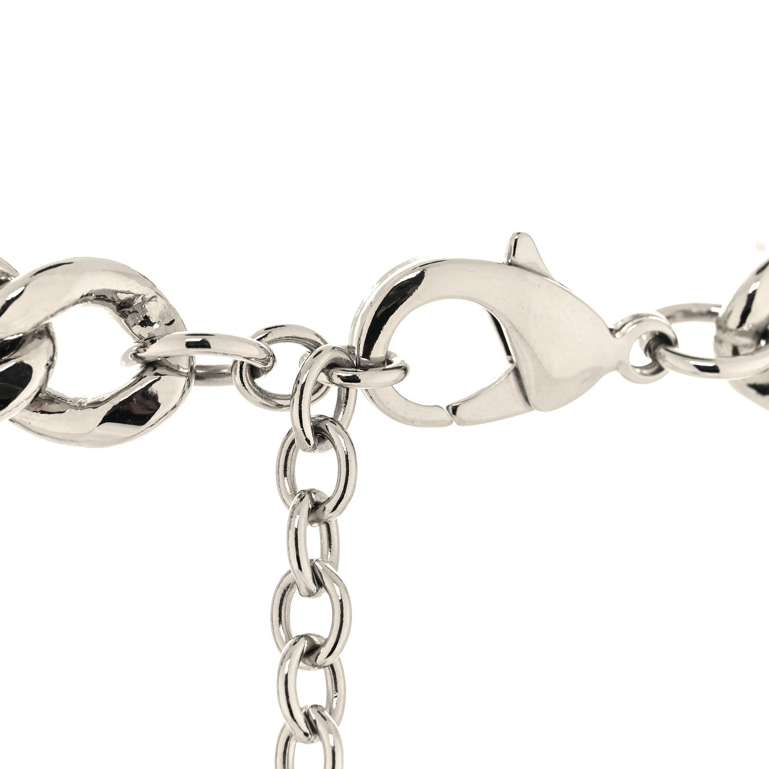 Chanel Resin CC Oversized Padlock Chain Necklace Silver Pearly White 4 of 5