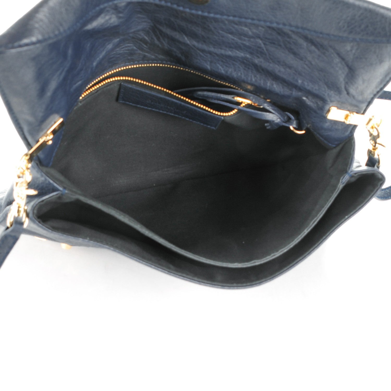 Balenciaga Agneau Giant 12 Gold Hardware Envelope Strap Clutch Bleu Obscur 5 of 7