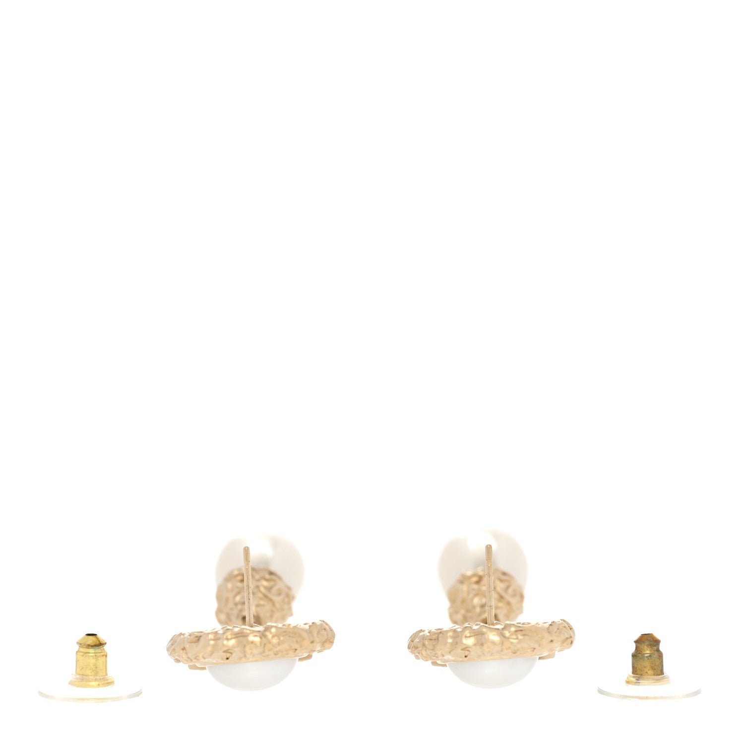 Chanel Metal Crystal Pearl CC Drop Earrings Gold 3 of 5