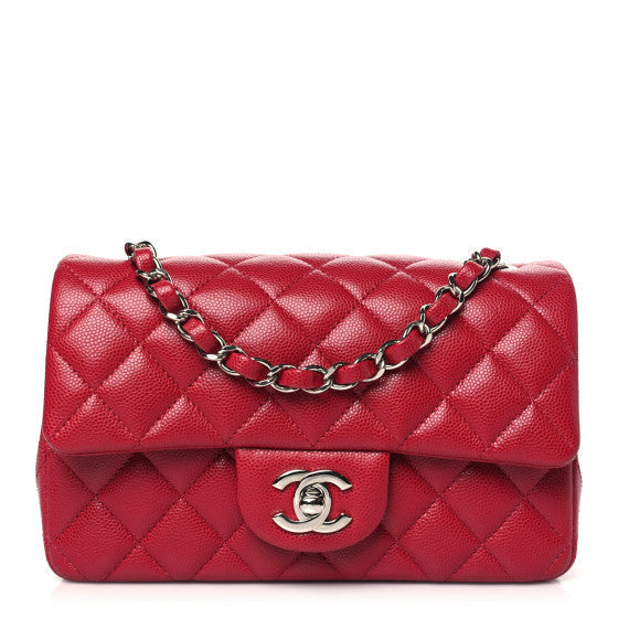 Caviar Quilted Mini Rectangular Flap  Pink