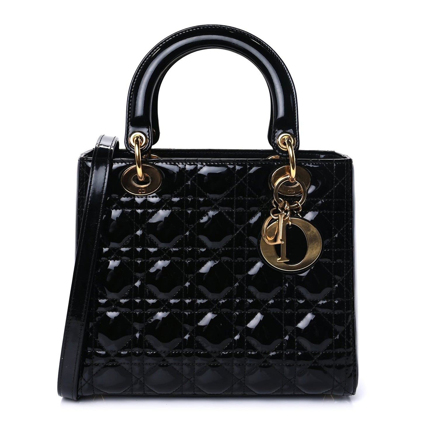 Patent Cannage Medium Lady Dior Black