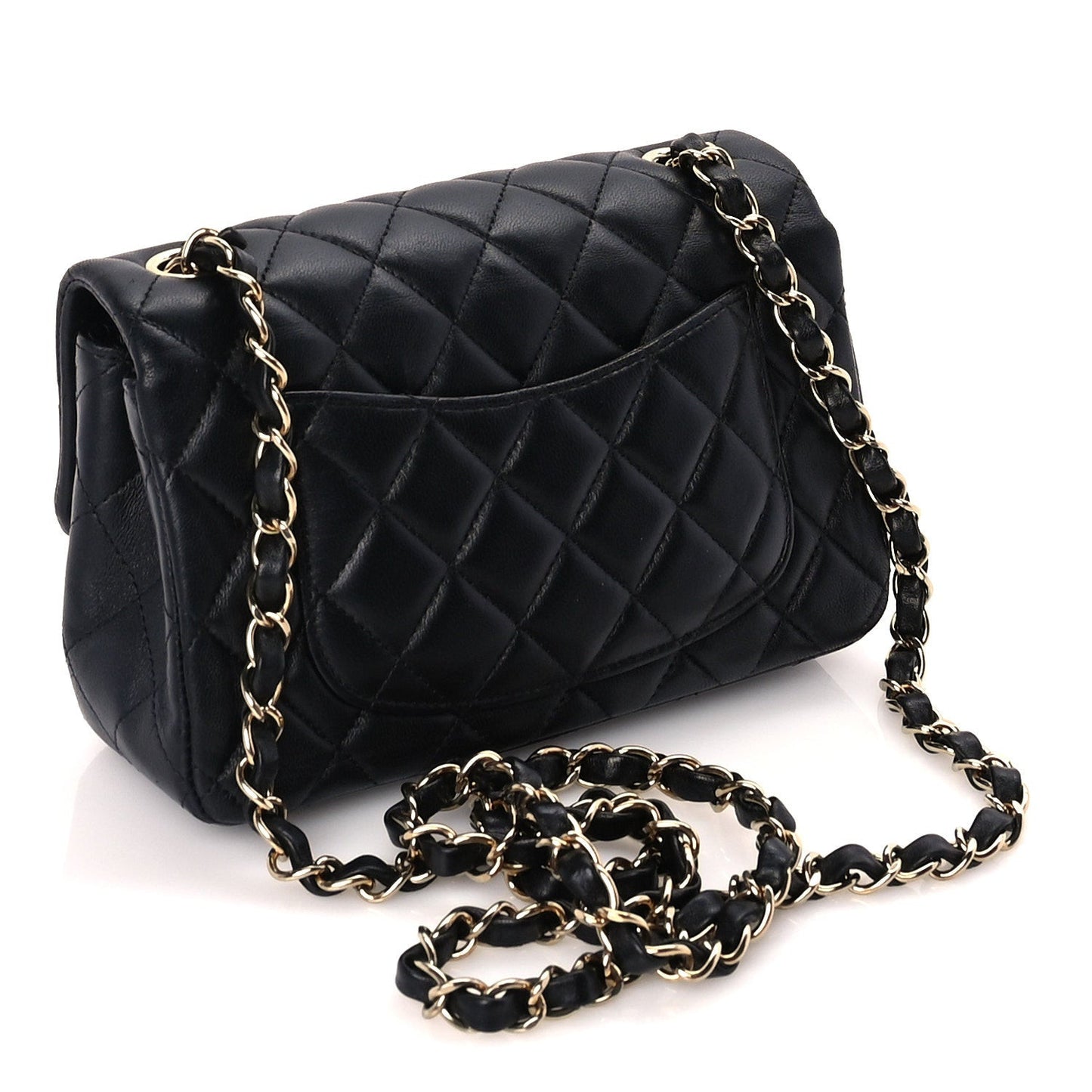 Lambskin Quilted Mini Rectangular Flap Black