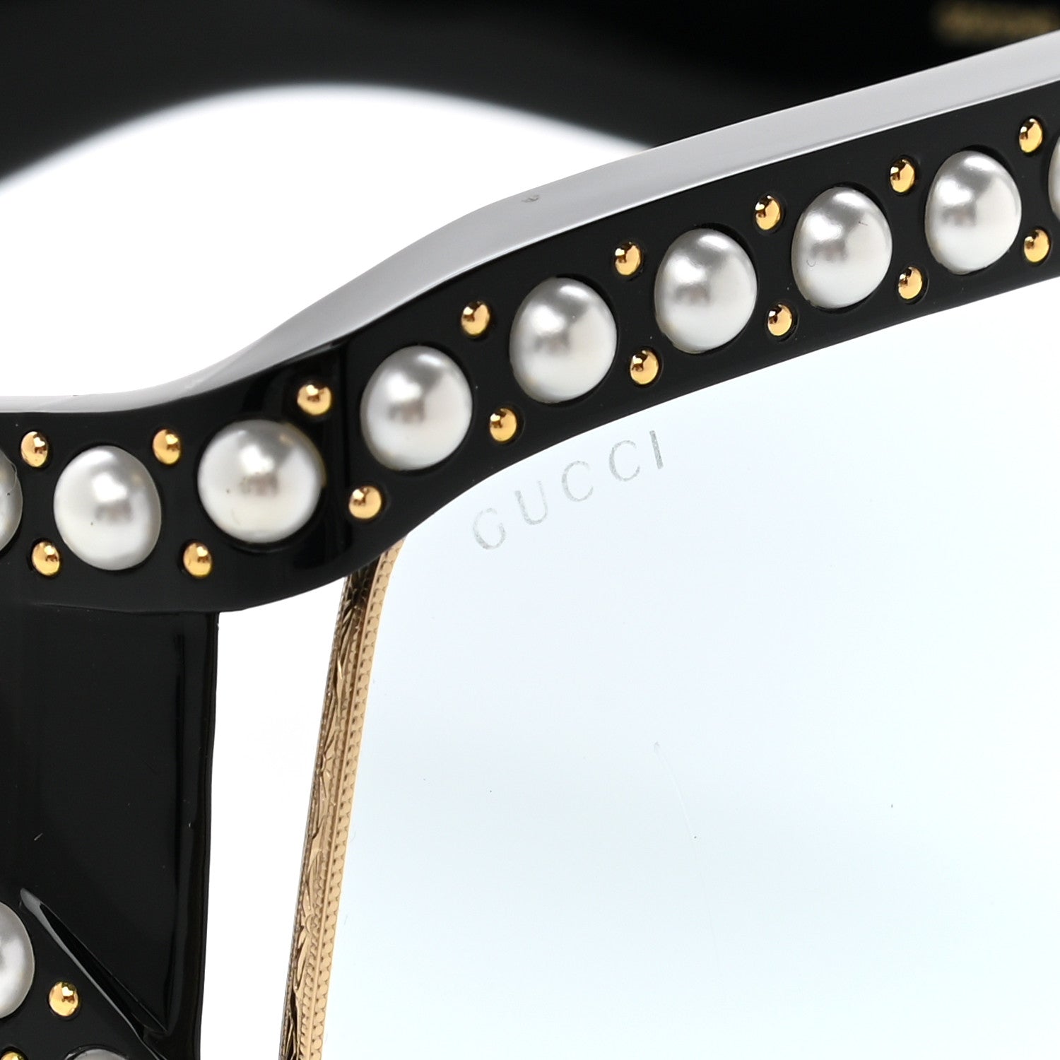 Gucci Acetate Pearl Rectangular Frame Sunglasses GG0234S Black 8 of 9