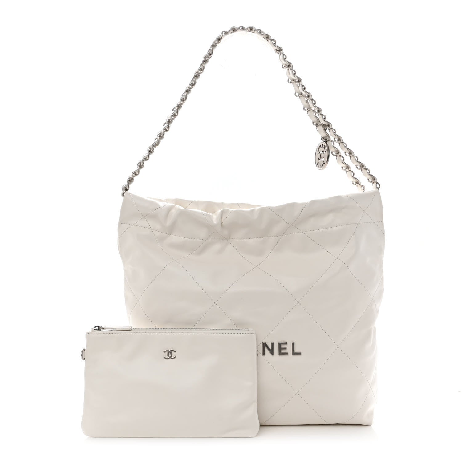 Chanel Shiny Calfskin Quilted Small Chanel 22 White 1 of 10