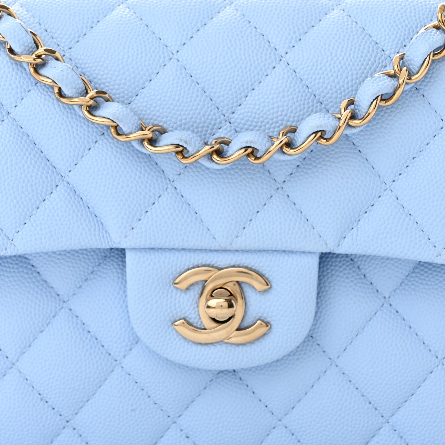 Chanel Caviar Quilted Small Double Flap Light Blue 8 of 13