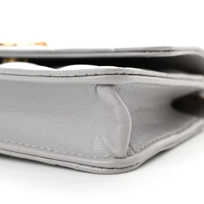 Chanel Lambskin Pearl Quilted Flap Phone Holder With Chain Grey 11 of 13