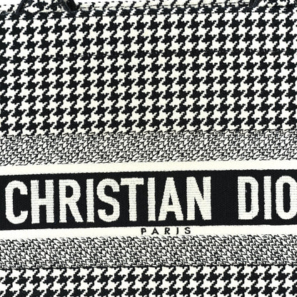 Christian Dior Canvas Houndstooth Embroidered Medium Book Tote  Black White 6 of 8