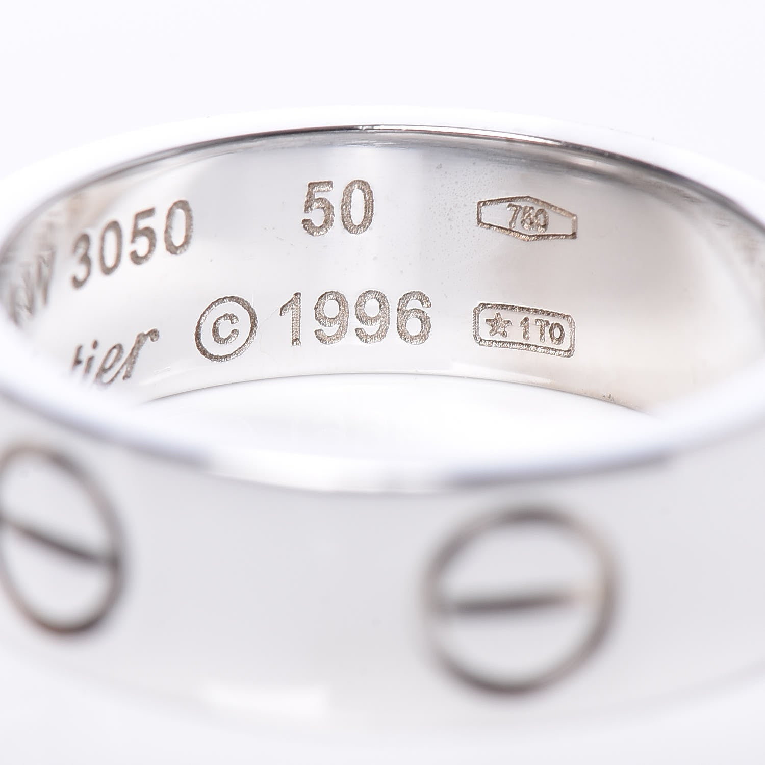 Cartier 18K White Gold 5.5mm LOVE Ring 50 5.25 5 of 5