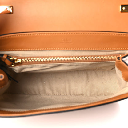 Chloe Calfskin Crocodile Embossed Small C Double Carry Autumnal Brown 4 of 8