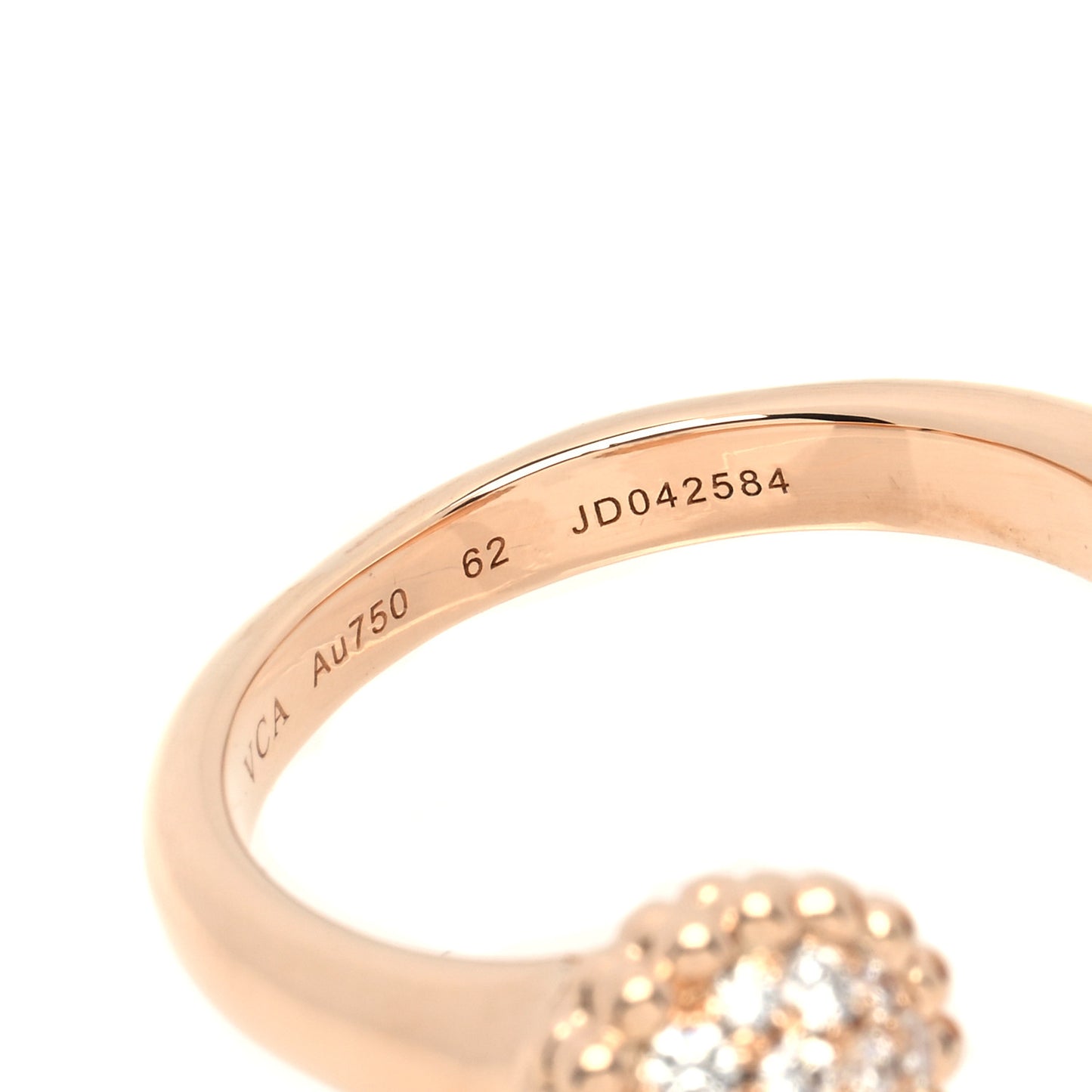 18K Rose Gold Diamond Carnelian Perlee Couleurs Between The Finger Ring 62 10