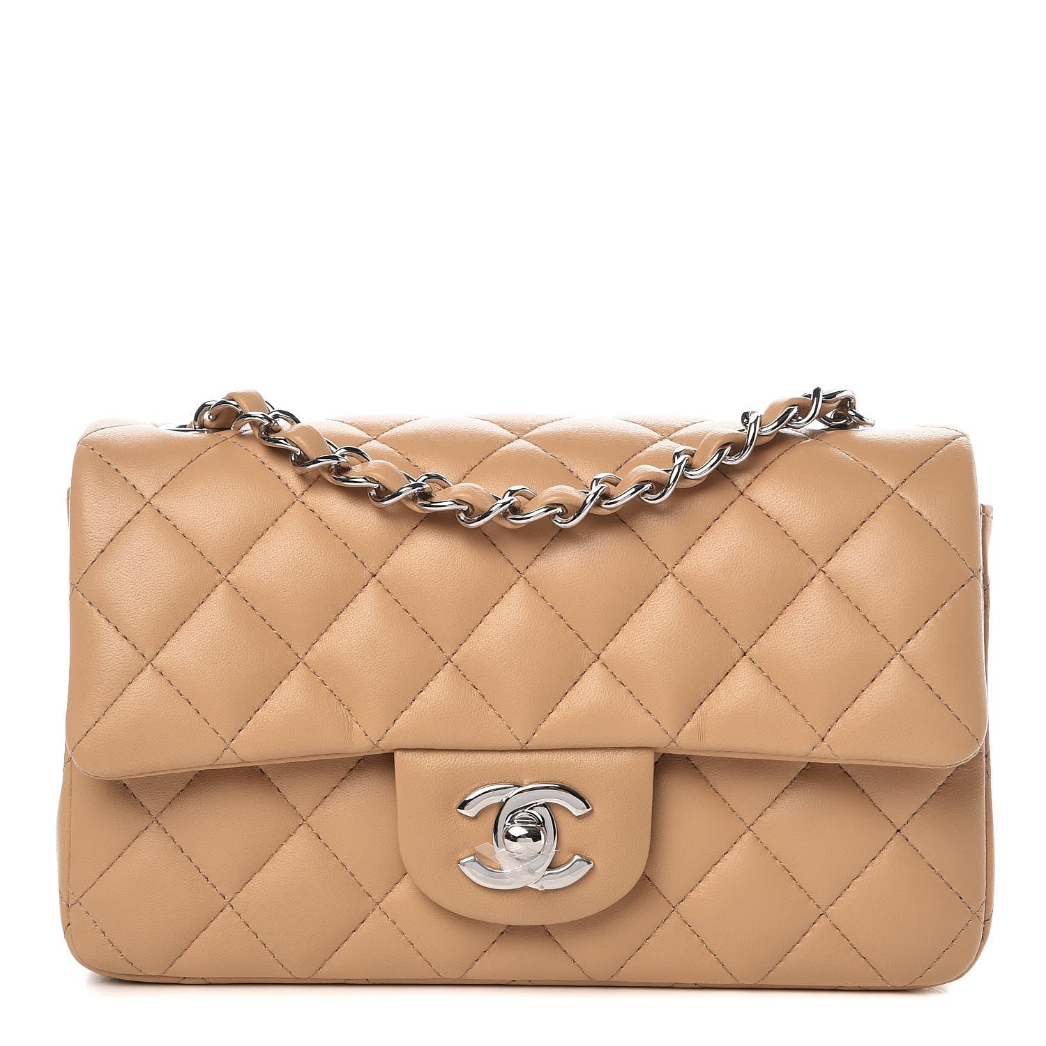 Chanel Lambskin Quilted Mini Rectangular Flap Beige 1 of 8