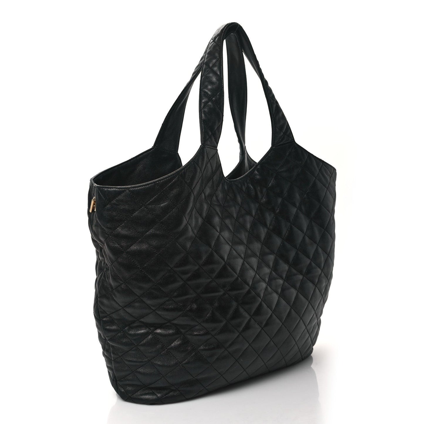 Lambskin Quilted Maxi Icare Shopping Tote Black