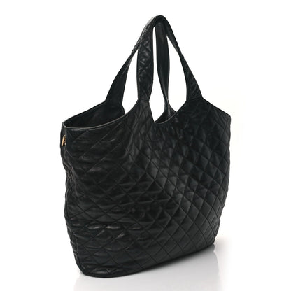 Saint Laurent Lambskin Quilted Maxi Icare Shopping Tote Black 4 of 7