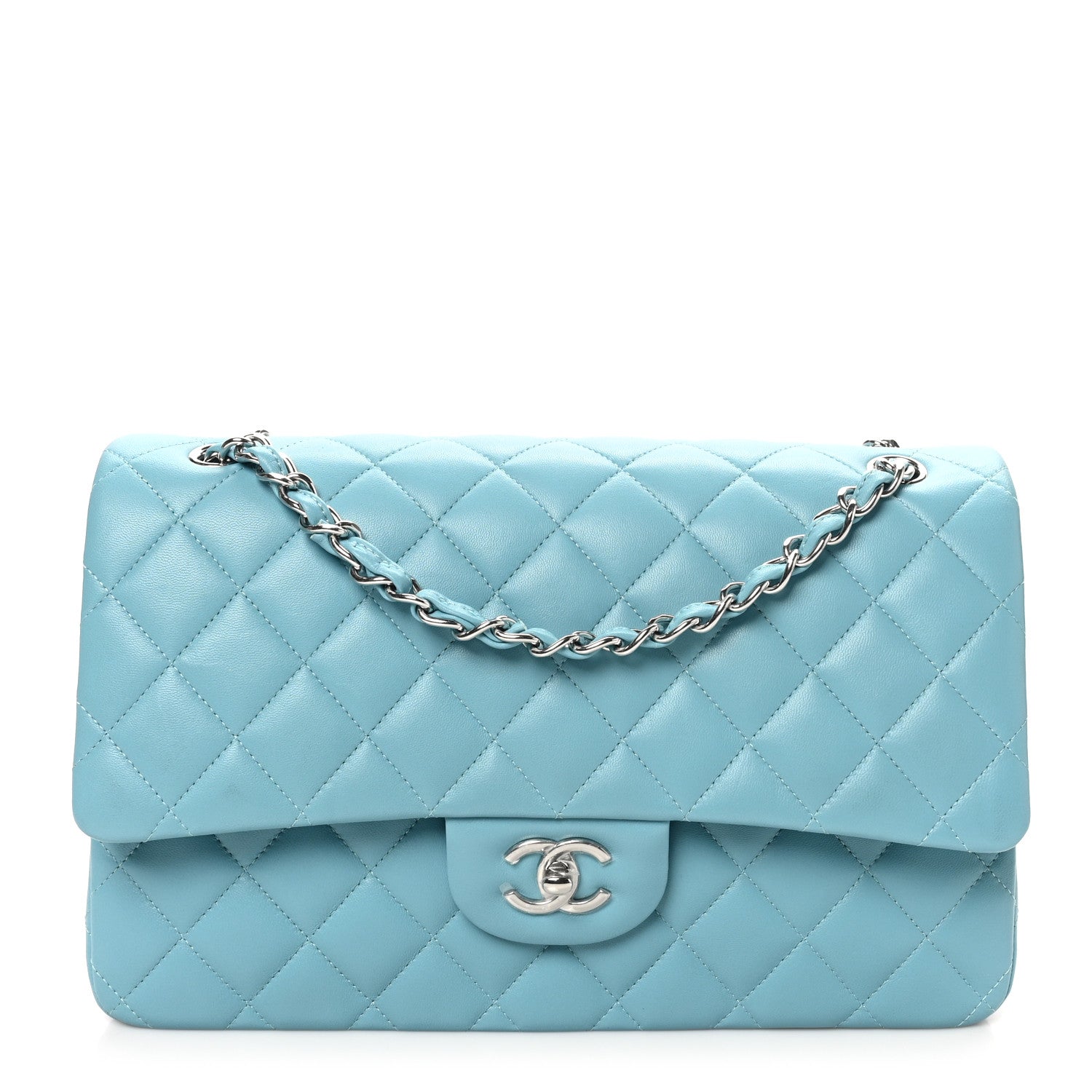Chanel Lambskin Quilted Jumbo Double Flap Blue 1 of 10
