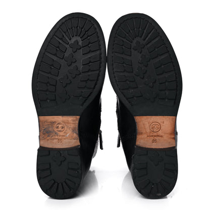 Chanel Calfskin Quilted Lace Up Combat Boots 36 Black 5 of 8