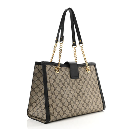 Gucci GG Supreme Monogram Medium Padlock Tote Black 3 of 11