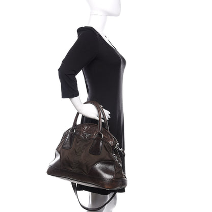 Prada Tessuto Nylon Vitello Shine Dome Satchel Ebano 3 of 10