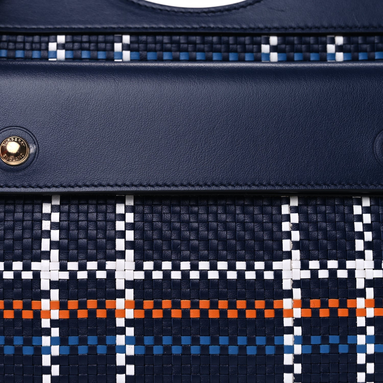 Burberry Calfskin Nylon Tartan Mini Pocket Bag  Blue White Orange 6 of 8
