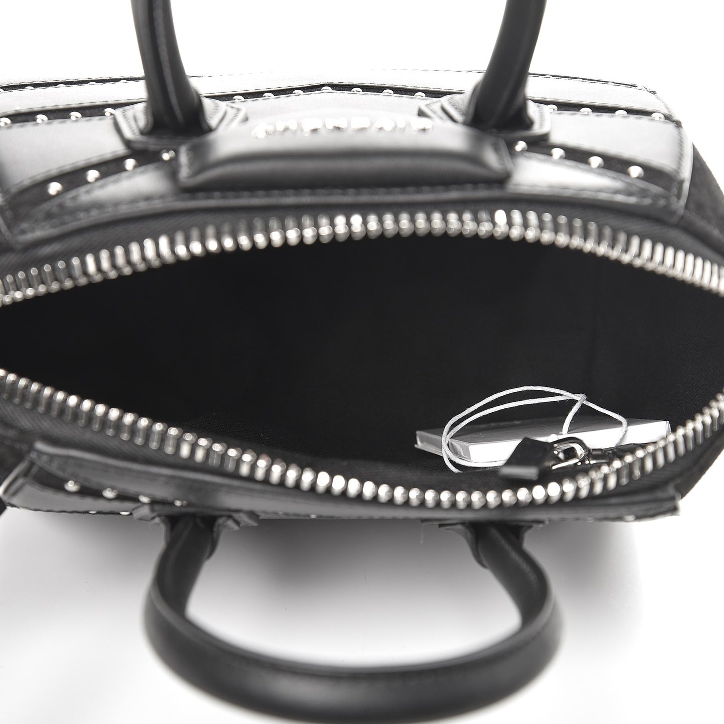 Calfskin Suede Mini Studded Chevron Antigona Black