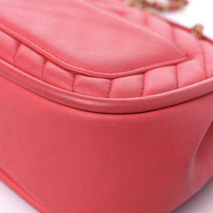 Chanel Lambskin Reverse Chevron Quilted Mini Round Top Handle Flap Bright Pink 11 of 17