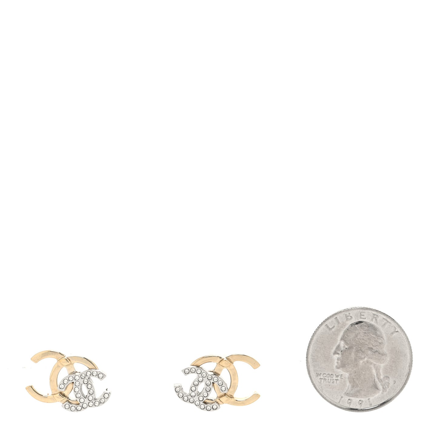 Crystal Double CC Earrings Gold Silver