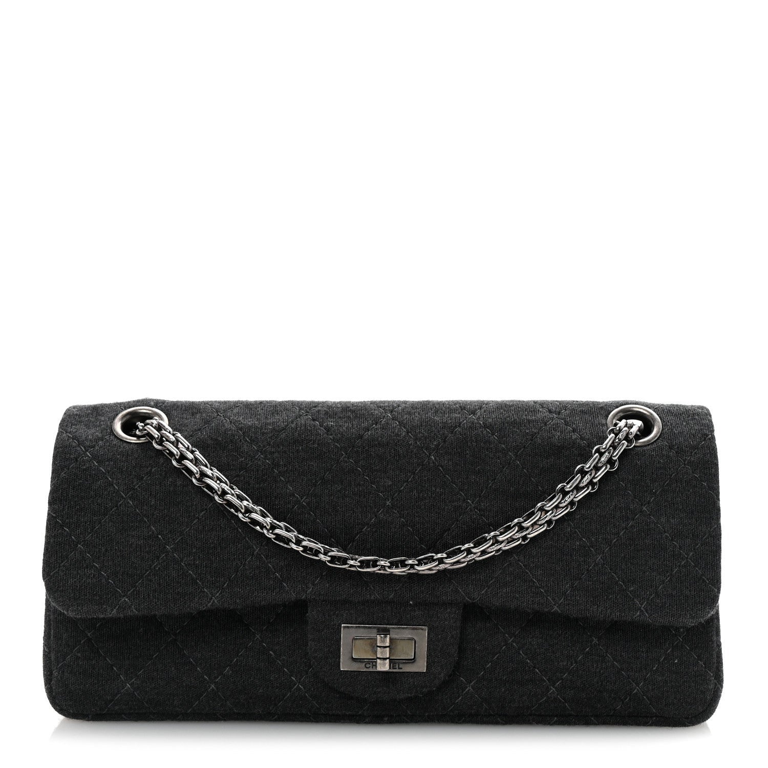 Chanel Jersey Quilted 2.55 Reissue East West Flap Dark Grey 1 of 7
