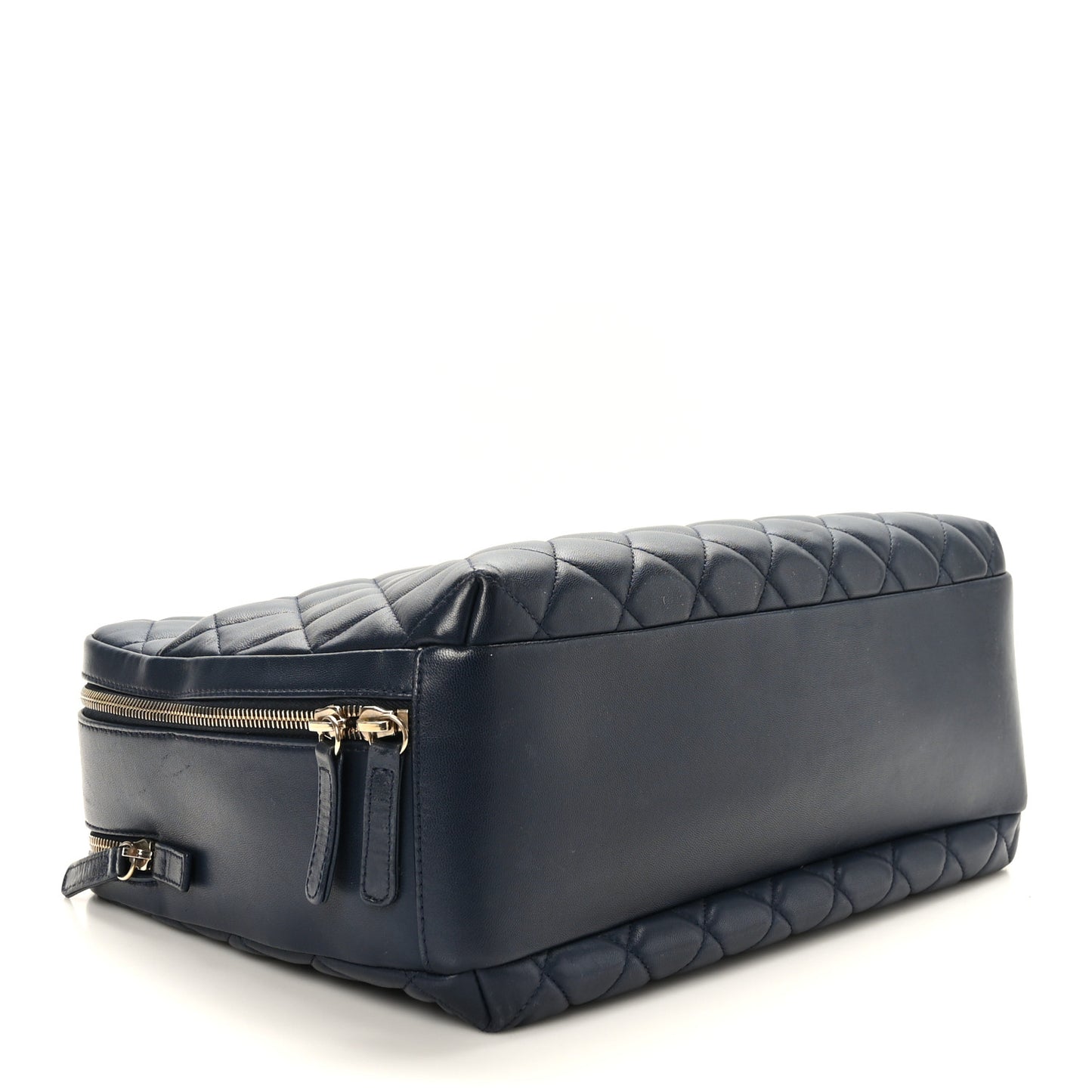 Lambskin Quilted Large Trendy CC Bowling Bag Blue