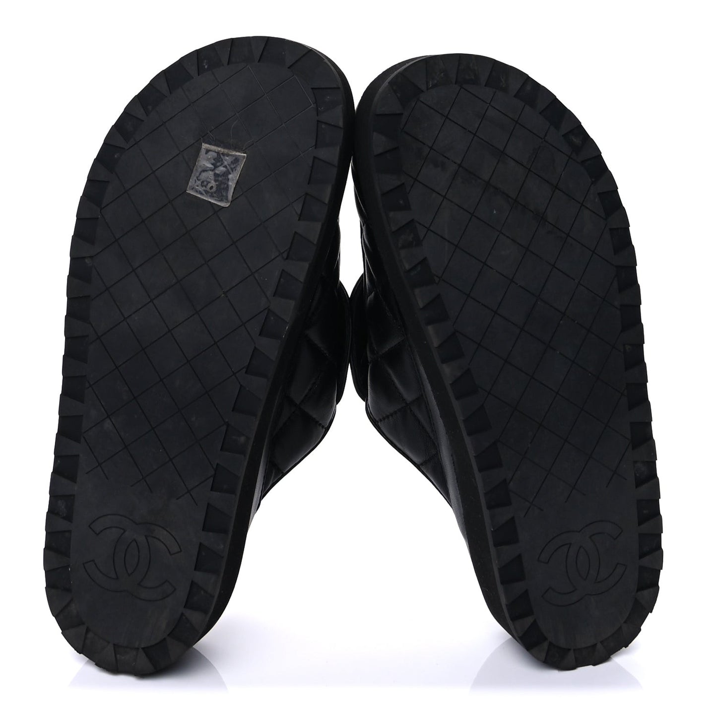 Lambskin Quilted CC Turnlock Mules 39  Black