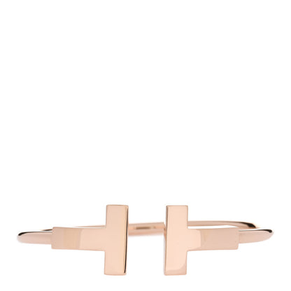 Tiffany 18K Rose Gold T Wide Wire Bracelet 1 of 3