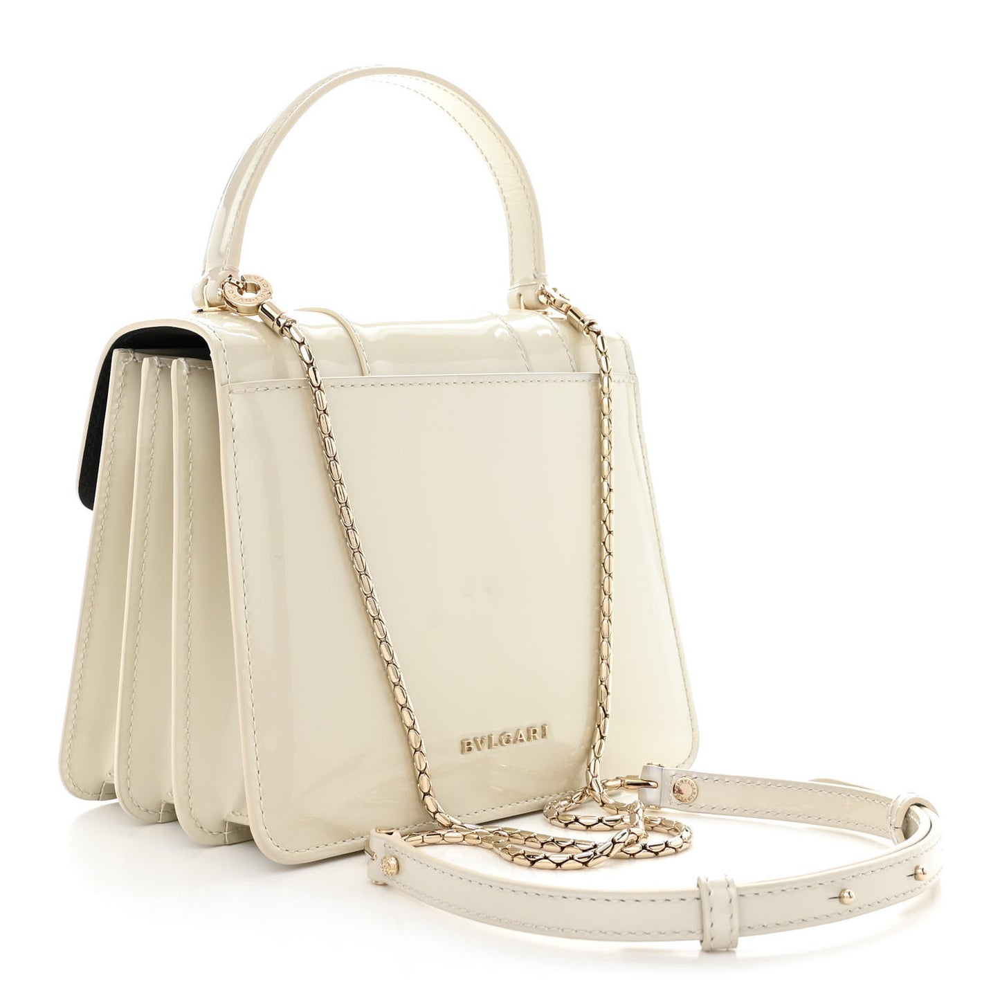 Patent Serpenti Forever Top Handle White