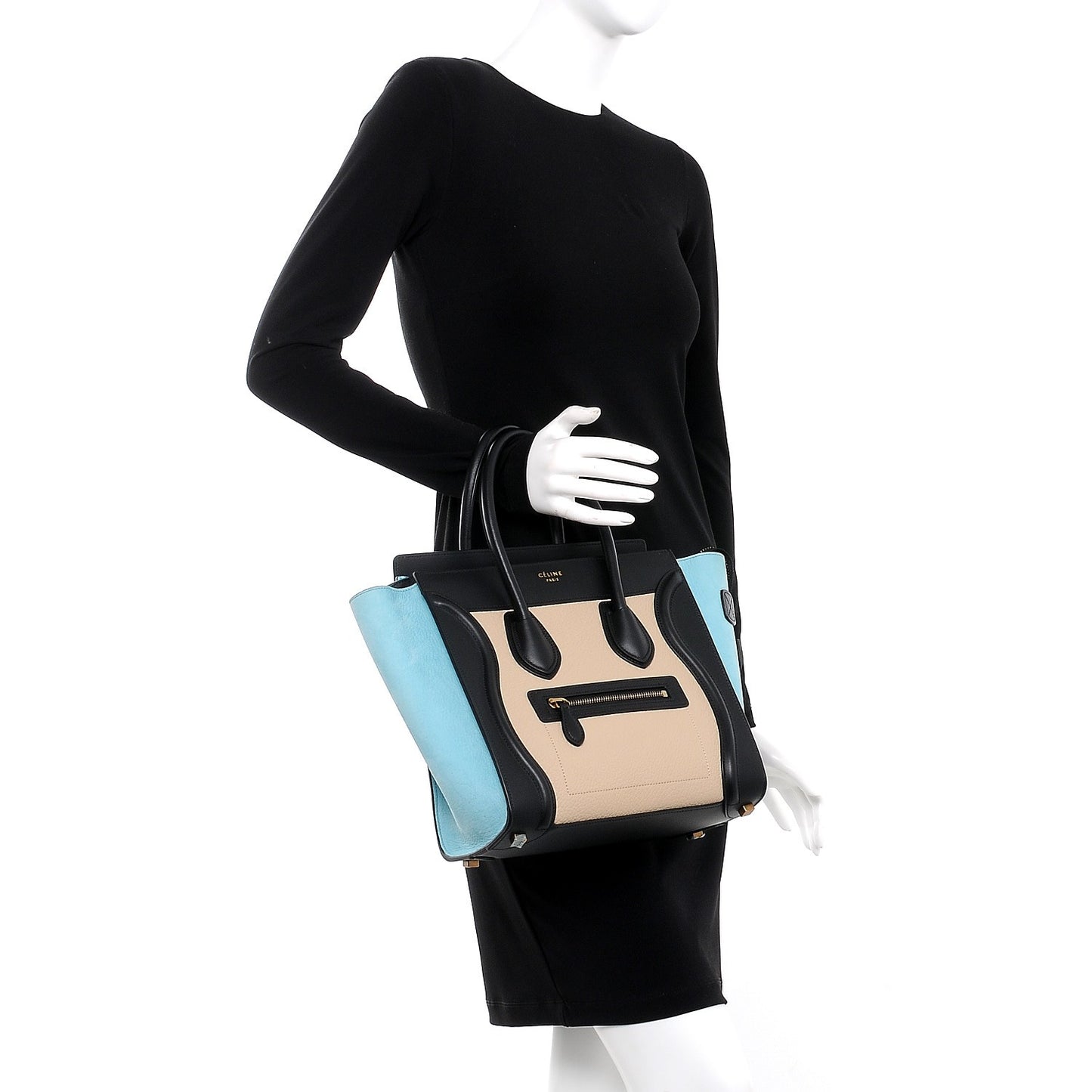 Drummed Calfskin Micro Tri-Color Luggage Antarctic