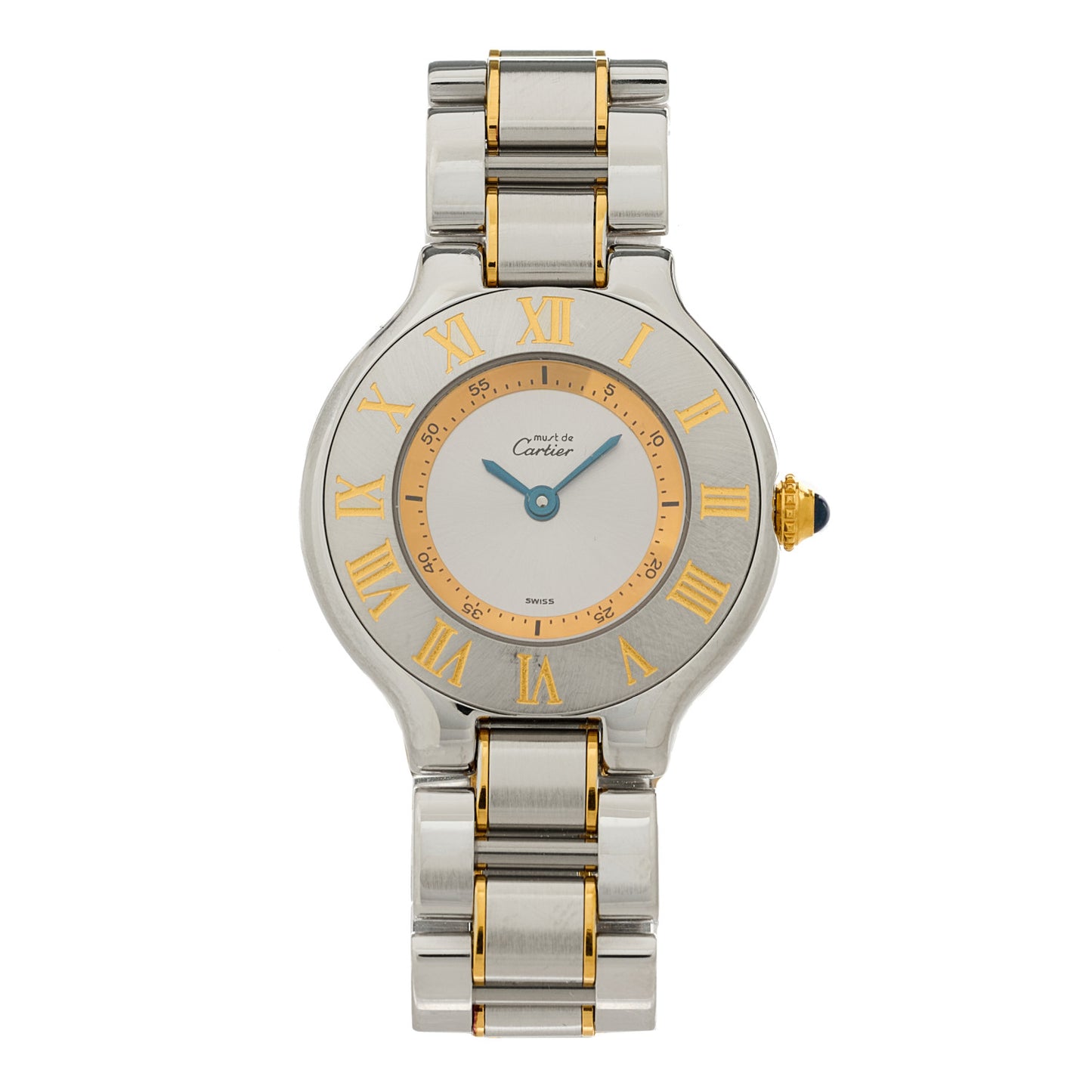 Stainless Steel 18K Yellow Gold 28mm Must de 21 Quartz Watch