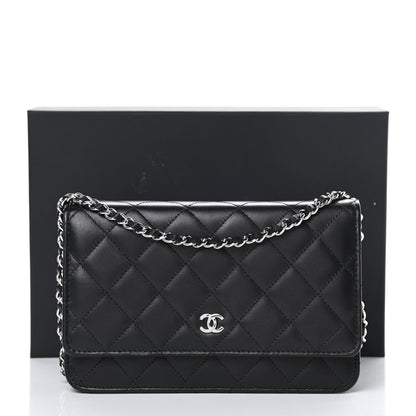 Chanel Lambskin Quilted Wallet On Chain WOC Black 12 of 12