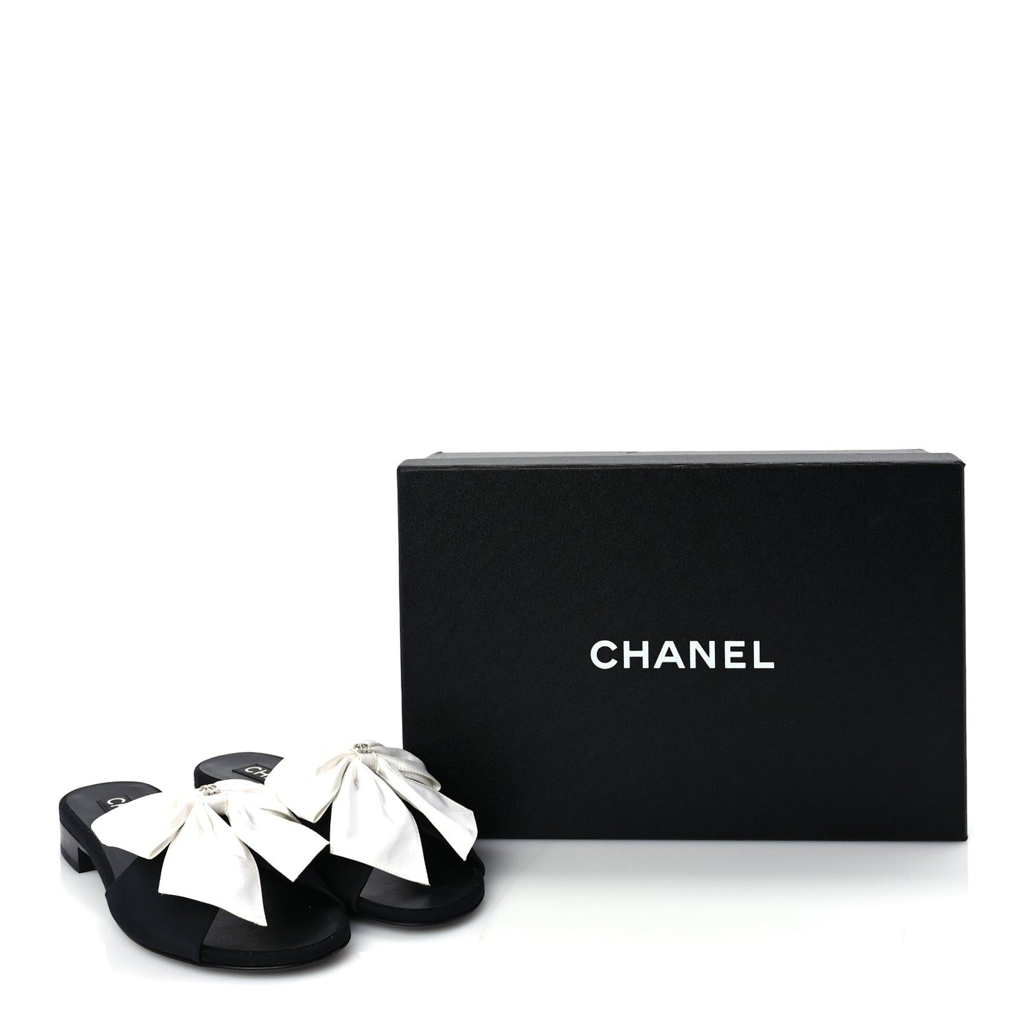 Silk Bow CC Mules 37  Black White