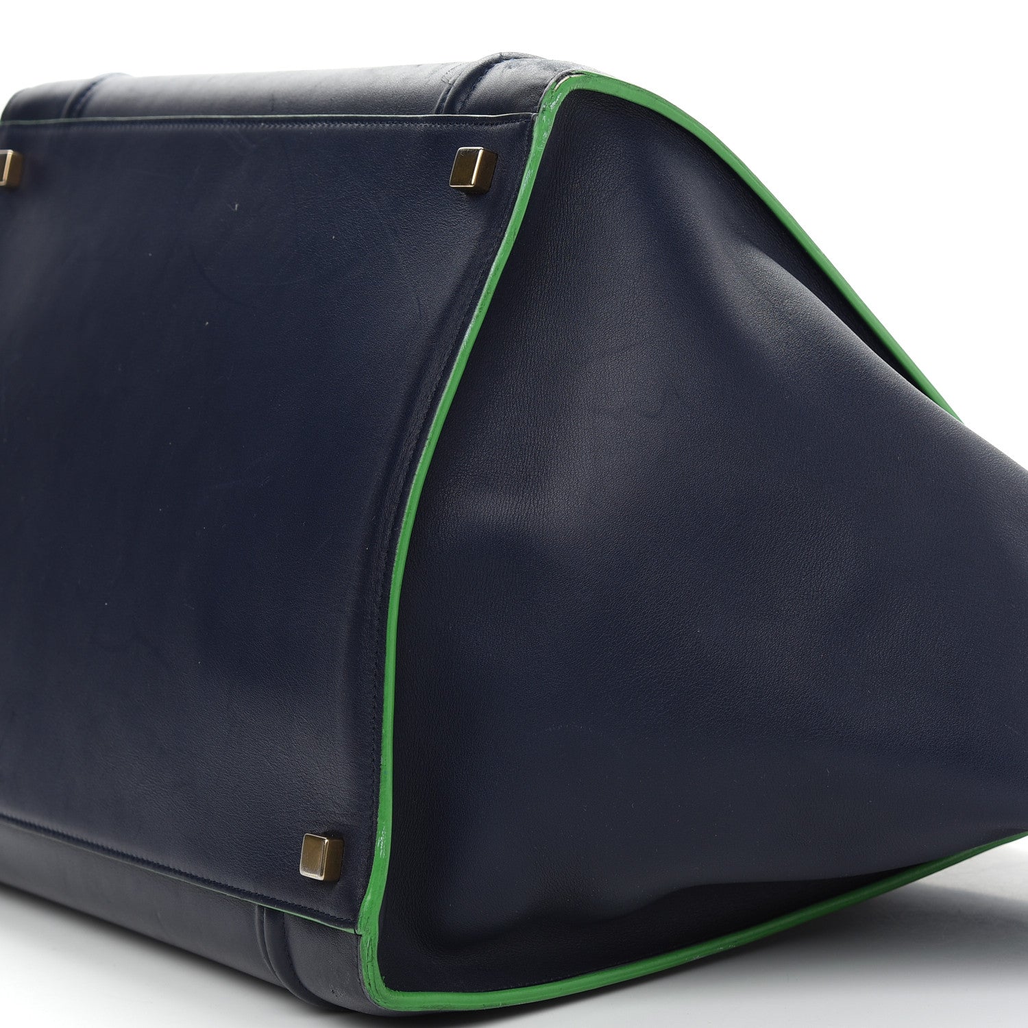 Celine Supple Calfskin Medium Phantom Luggage Navy Blue Green Trim 7 of 14