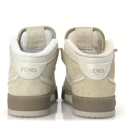 Fendi Suede Vitello Match High Top Sneakers 37 Ice White Ice  White 6 of 7
