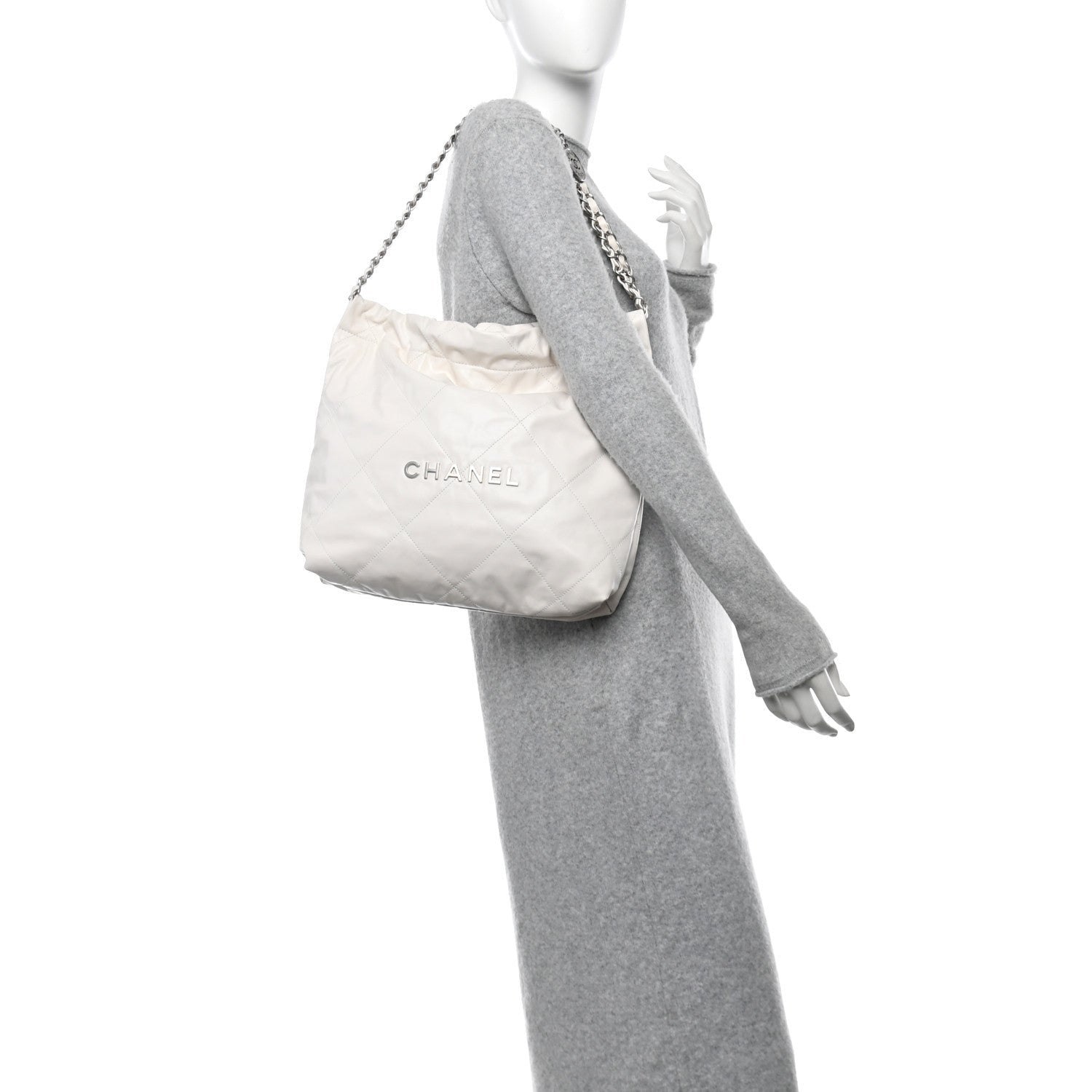 Chanel Shiny Calfskin Quilted Small 22 White 2 of 7
