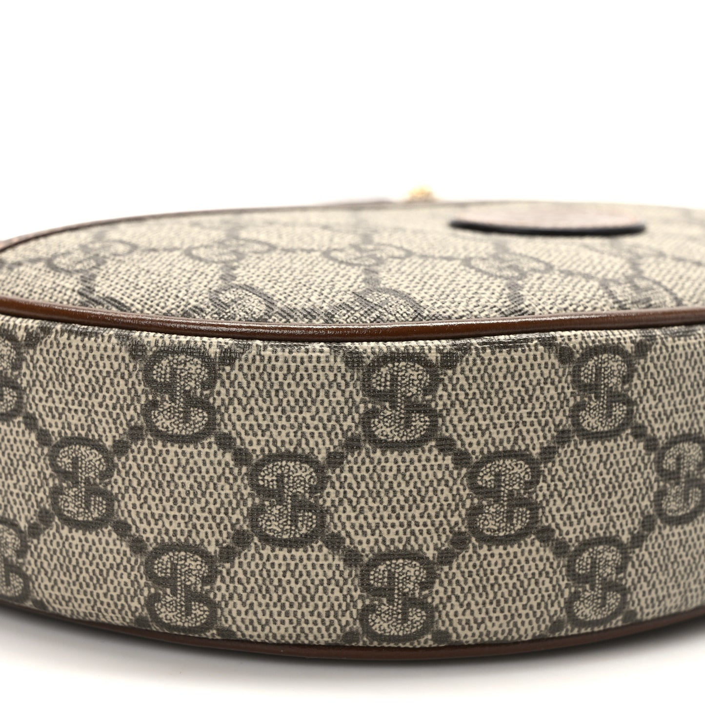 GG Supreme Monogram Azalea Calfskin Mini Retro Interlocking G Half Moon Bag Beige Ebony Brown Sugar