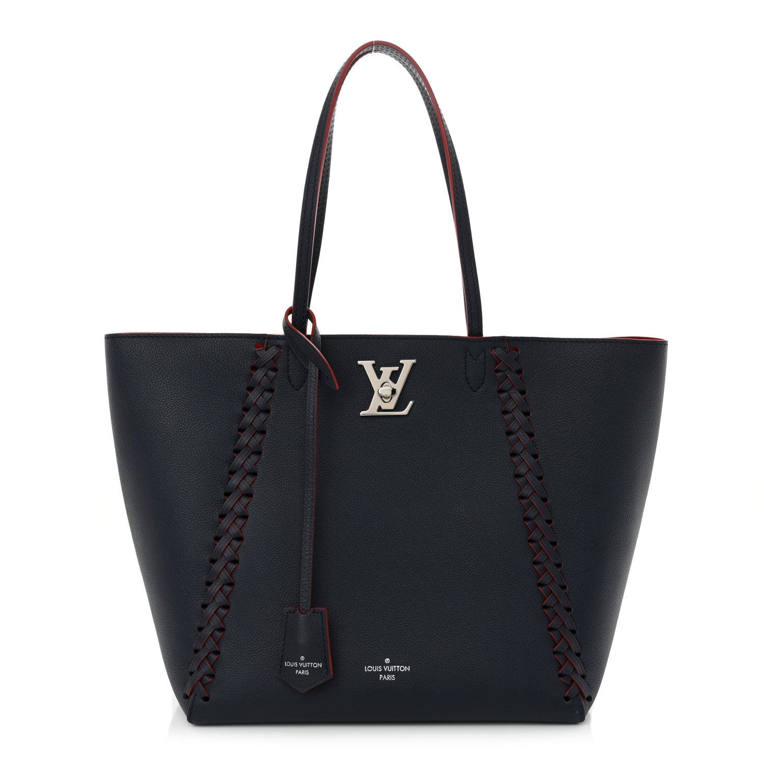 Louis Vuitton Calfskin Braided Lockme Cabas Marine Rouge 1 of 9