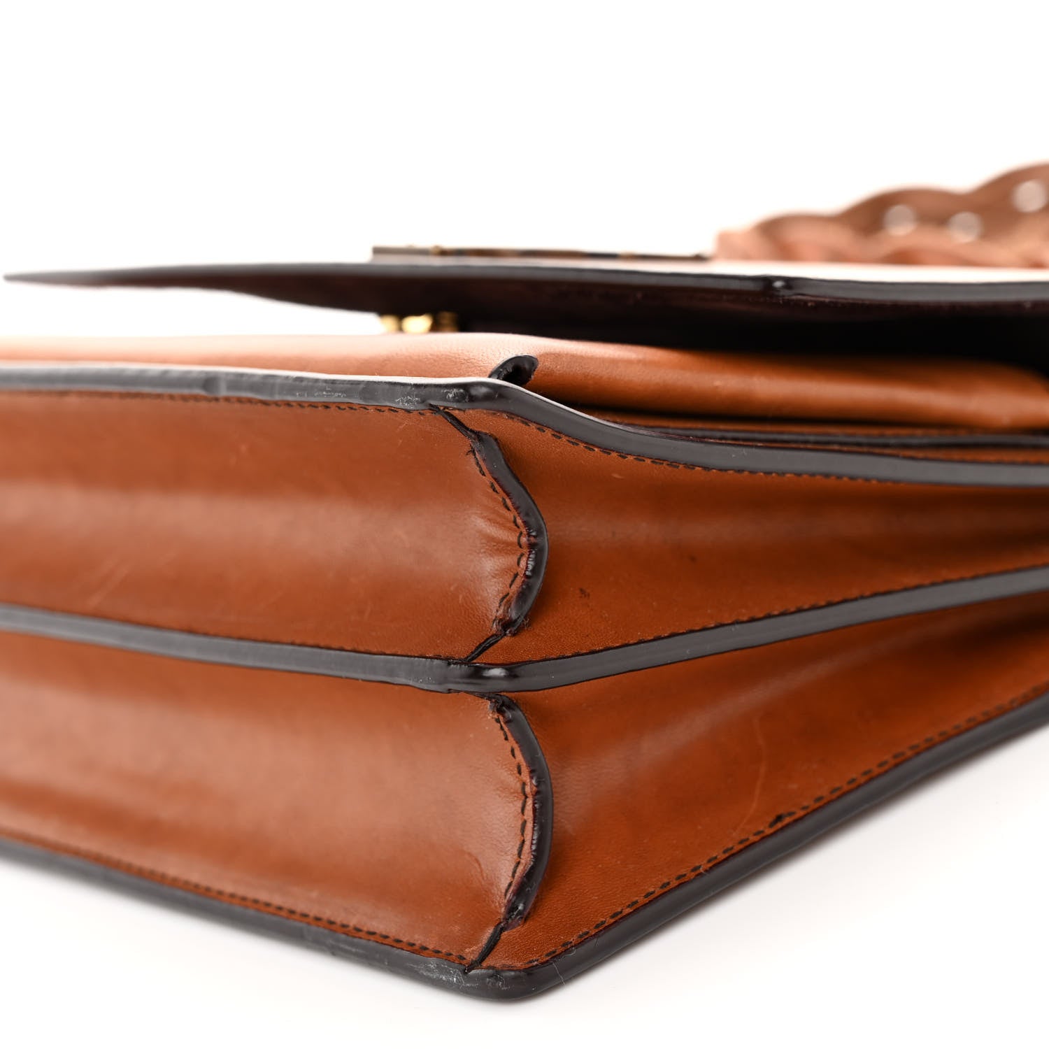 Saint Laurent Calfskin Medium Monogram Sunset Shoulder Bag With Braided Strap Natural Brown 9 of 9