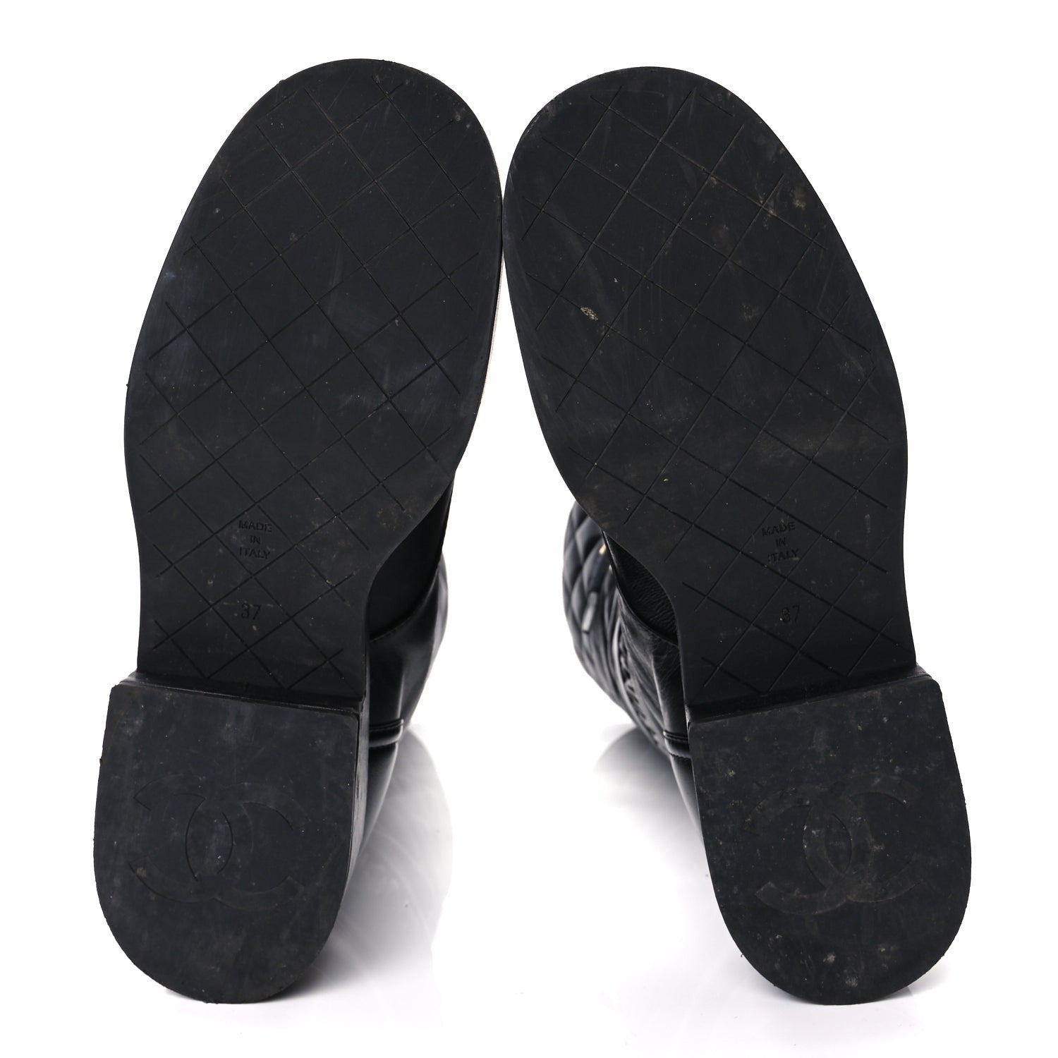 Chanel Lambskin Quilted Lace Up Combat Boots 37 Black 5 of 12